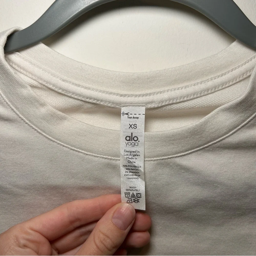 Alo Yoga Dreamy Crop Short Sleeve Top Ivory Size Extra Small